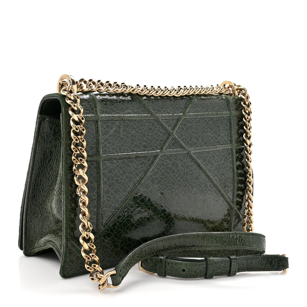 Ceramic Effect Deerskin Large Diorama Flap Bag Malachite Green