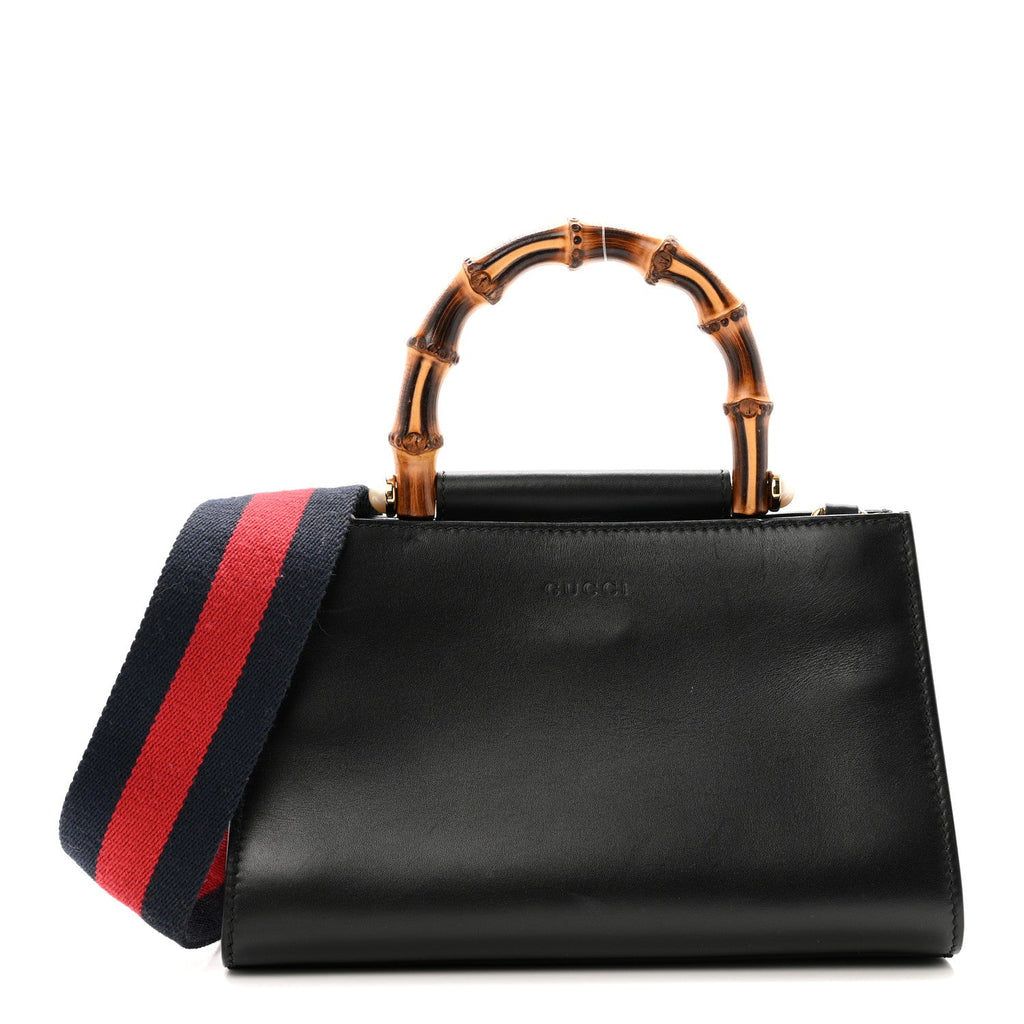 Nappa Bamboo Web Mini Nymphaea Top Handle Bag Black
