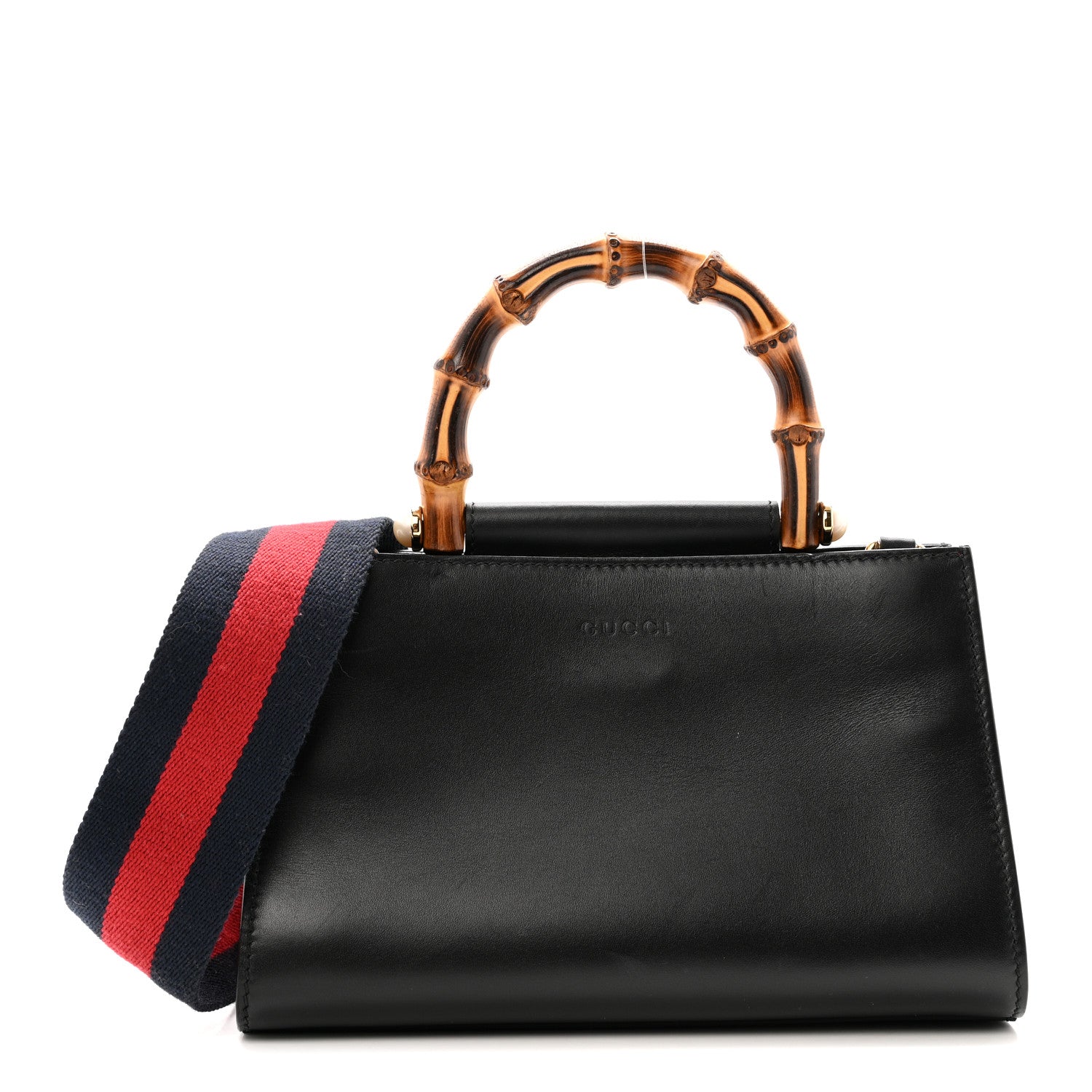 Nappa Bamboo Web Mini Nymphaea Top Handle Bag Black