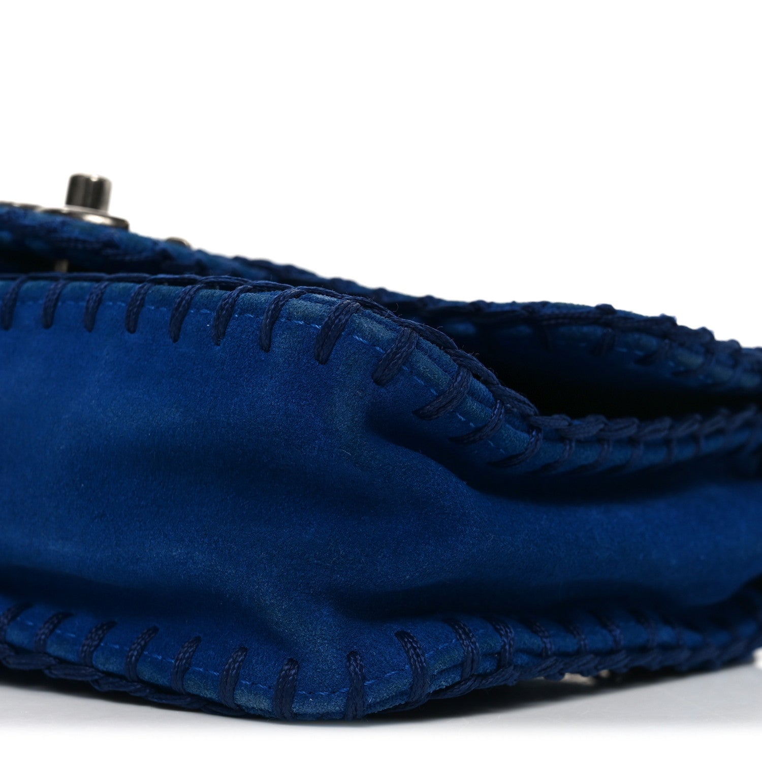 Suede Quilted Whipstitch Mini Flap Blue