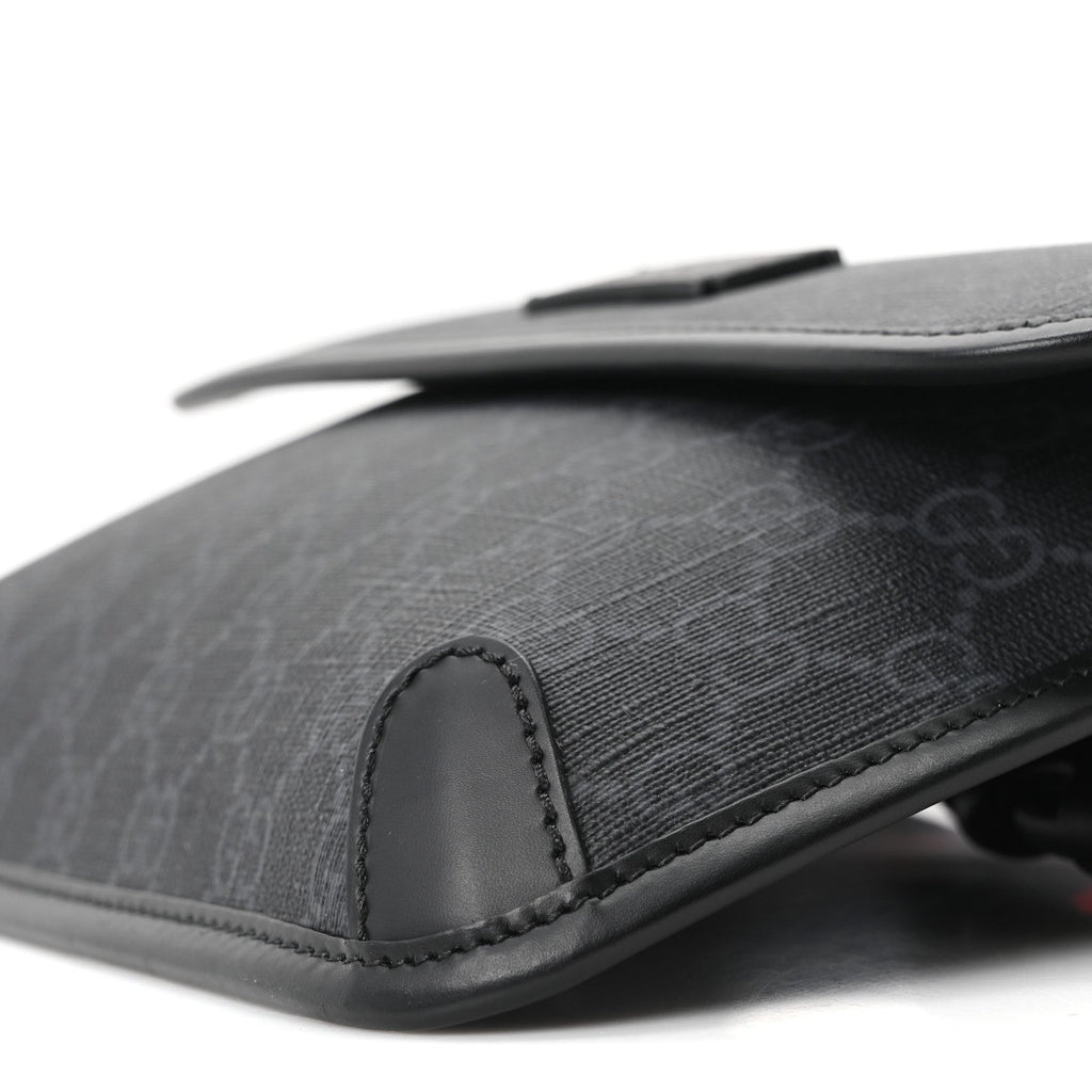 GG Supreme Monogram Web Slim Belt Bag Black Grey