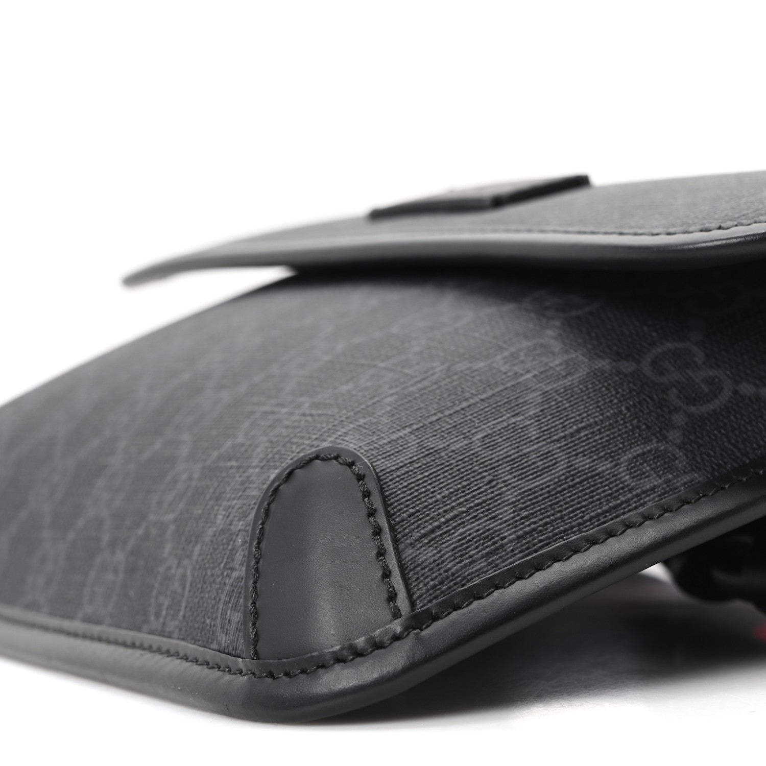 GG Supreme Monogram Web Slim Belt Bag Black Grey