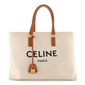 Canvas Calfskin Horizontal Cabas Natural Tan