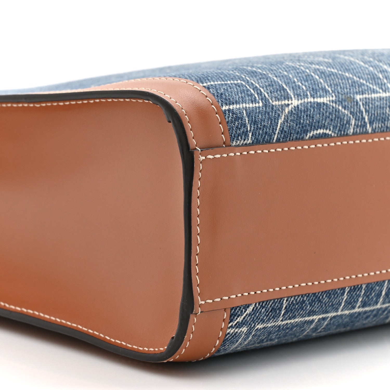Denim All Over Print Small Vertical Cabas Navy Tan