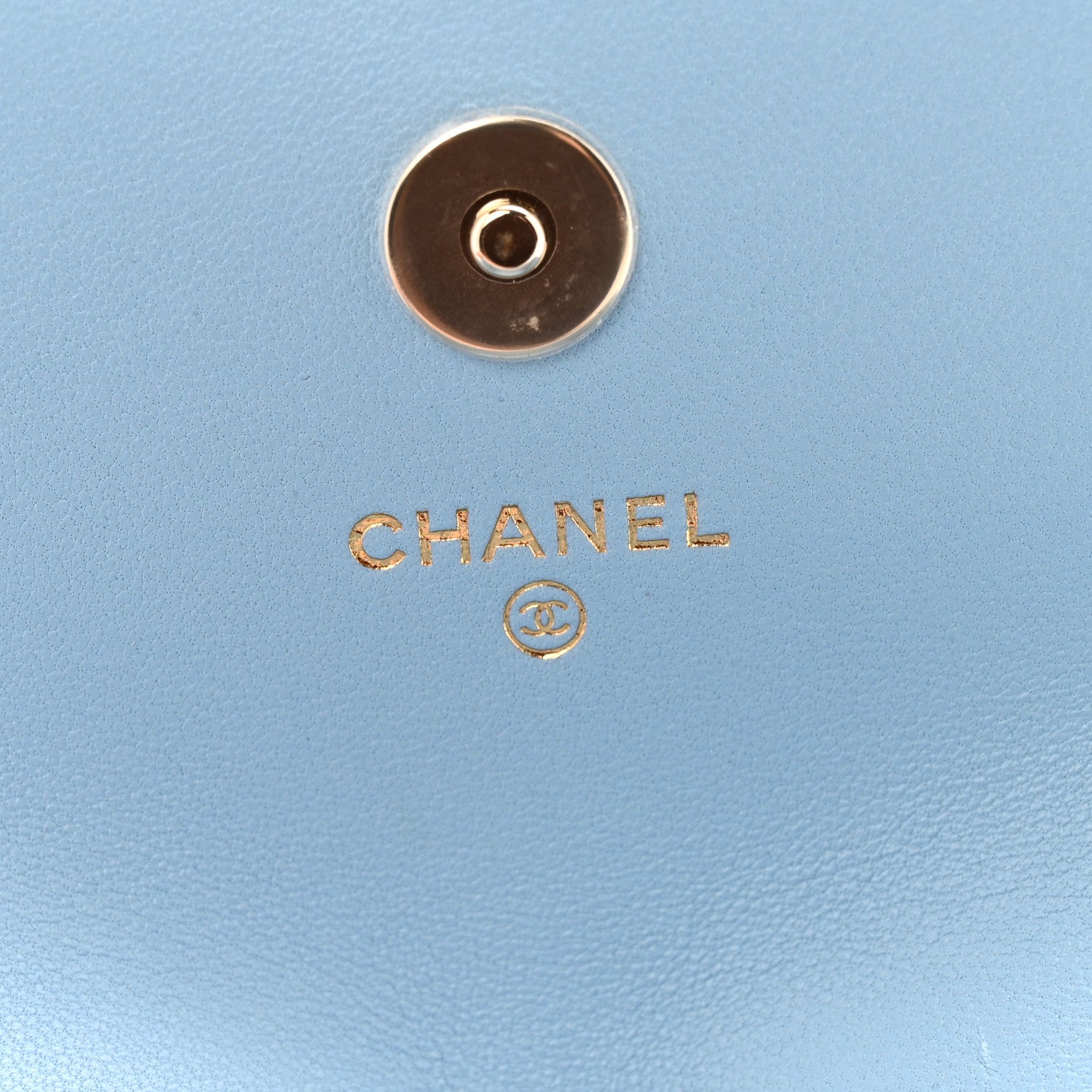 Lambskin Quilted Chain Around Coin Purse With Chain Light Blue