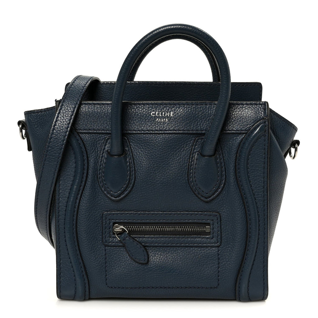 Drummed Calfskin Nano Luggage Navy Blue