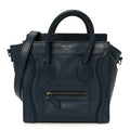 Drummed Calfskin Nano Luggage Navy Blue