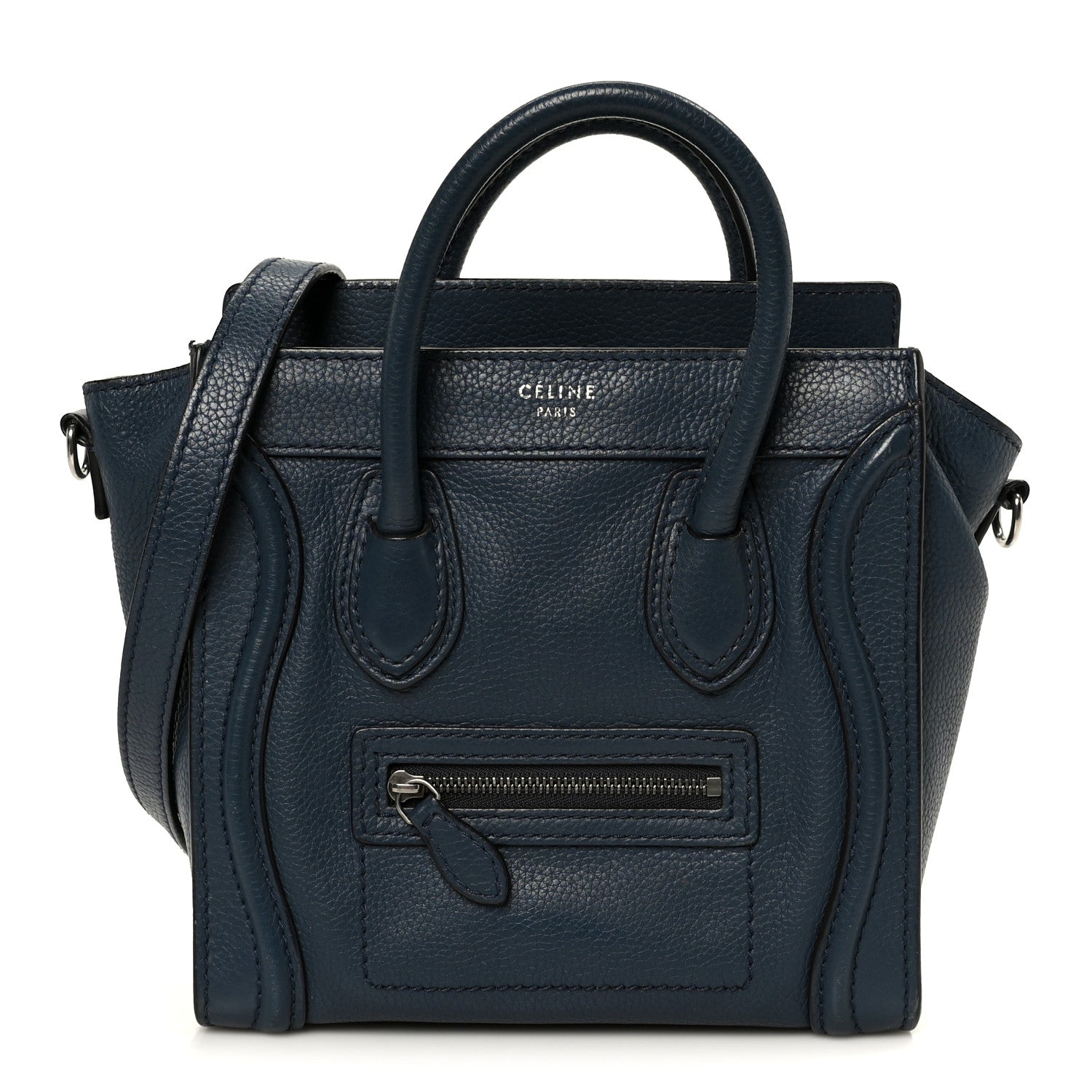 Drummed Calfskin Nano Luggage Navy Blue