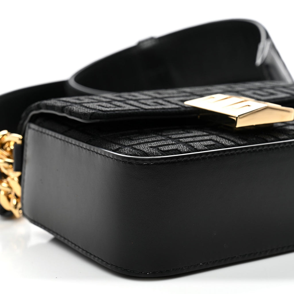 Canvas Woven Embroidered Small 4G Bag With Chain Black