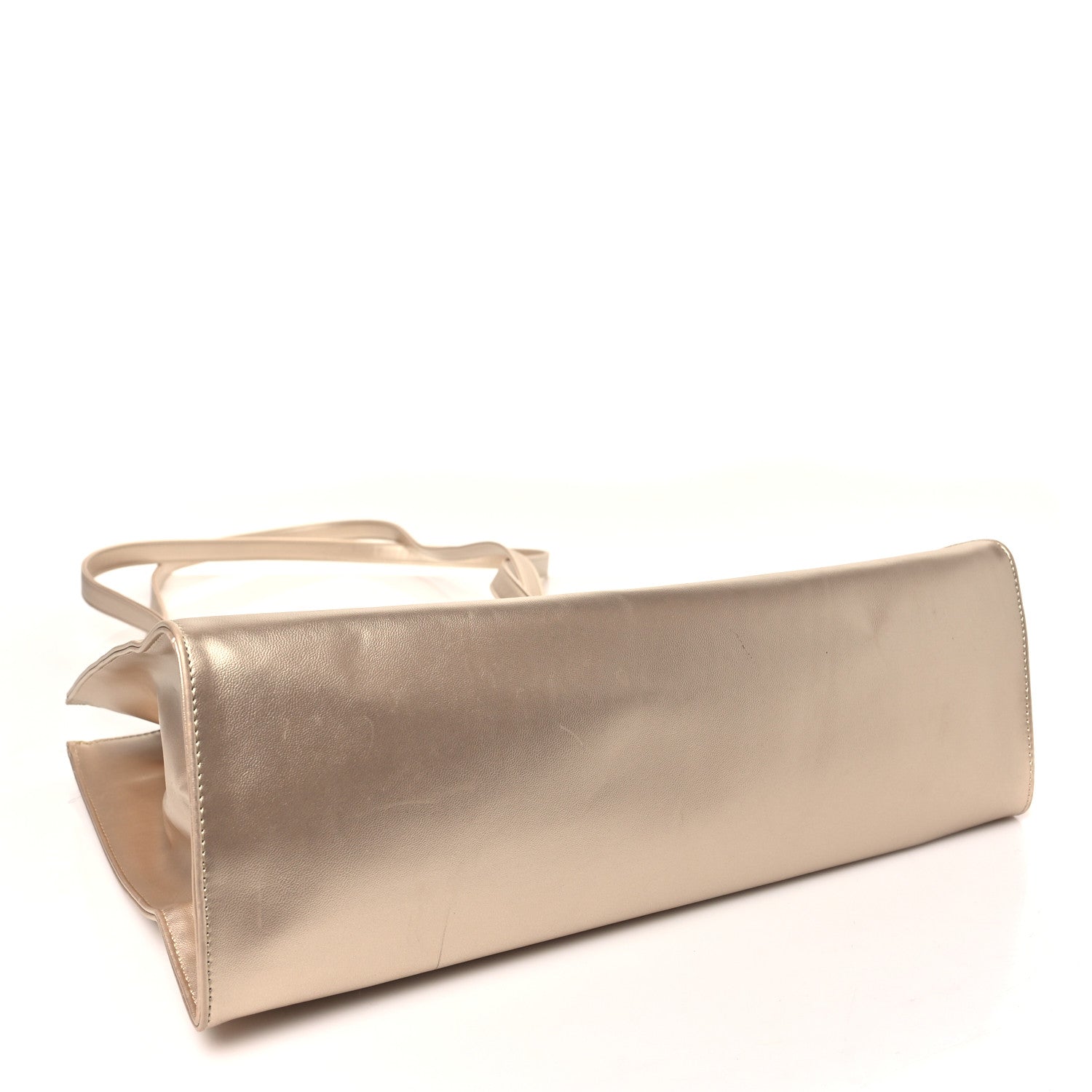 Metallic Vegan Leather Medium Shopping Bag Gold