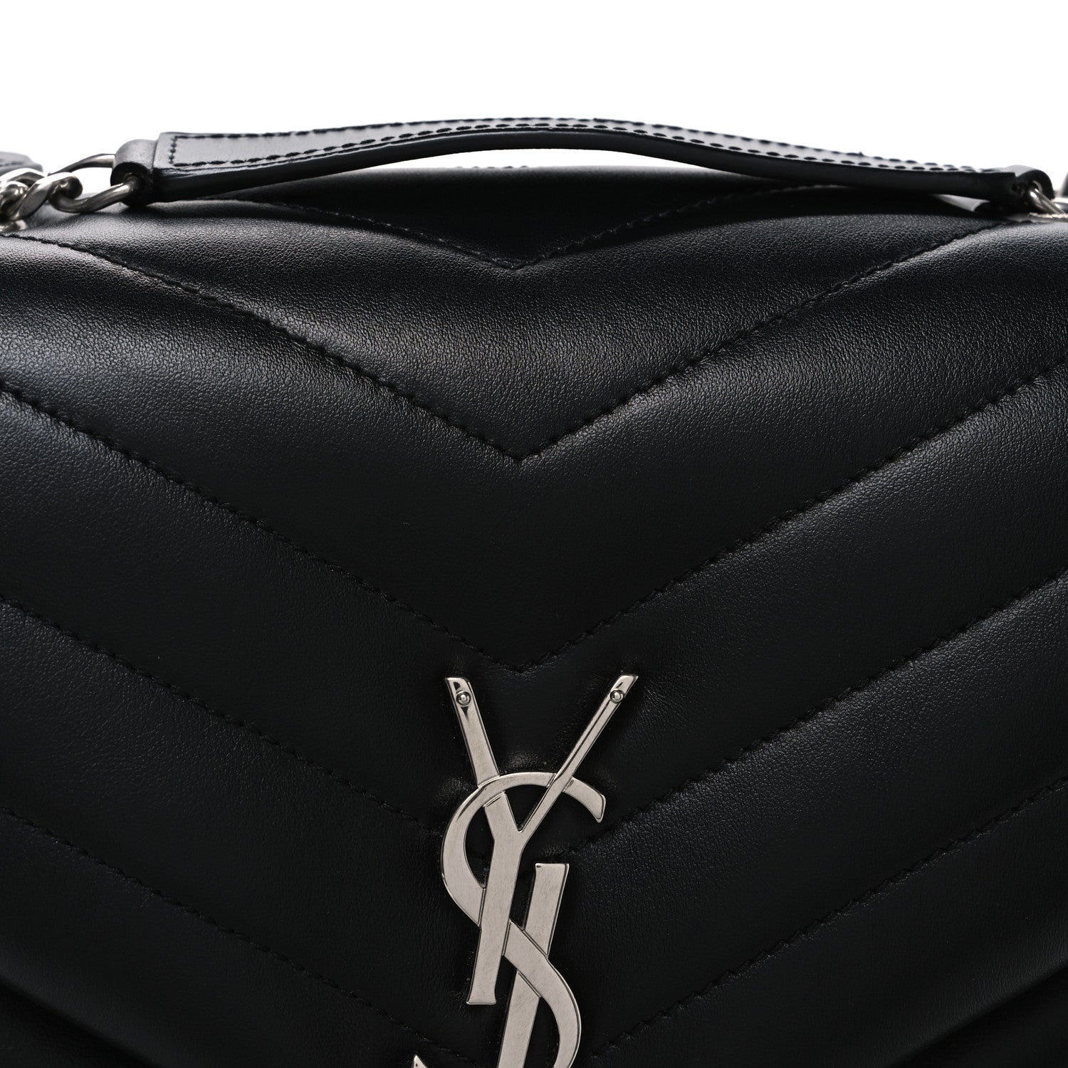 Calfskin Y Quilted Monogram Medium Loulou Chain Satchel Black