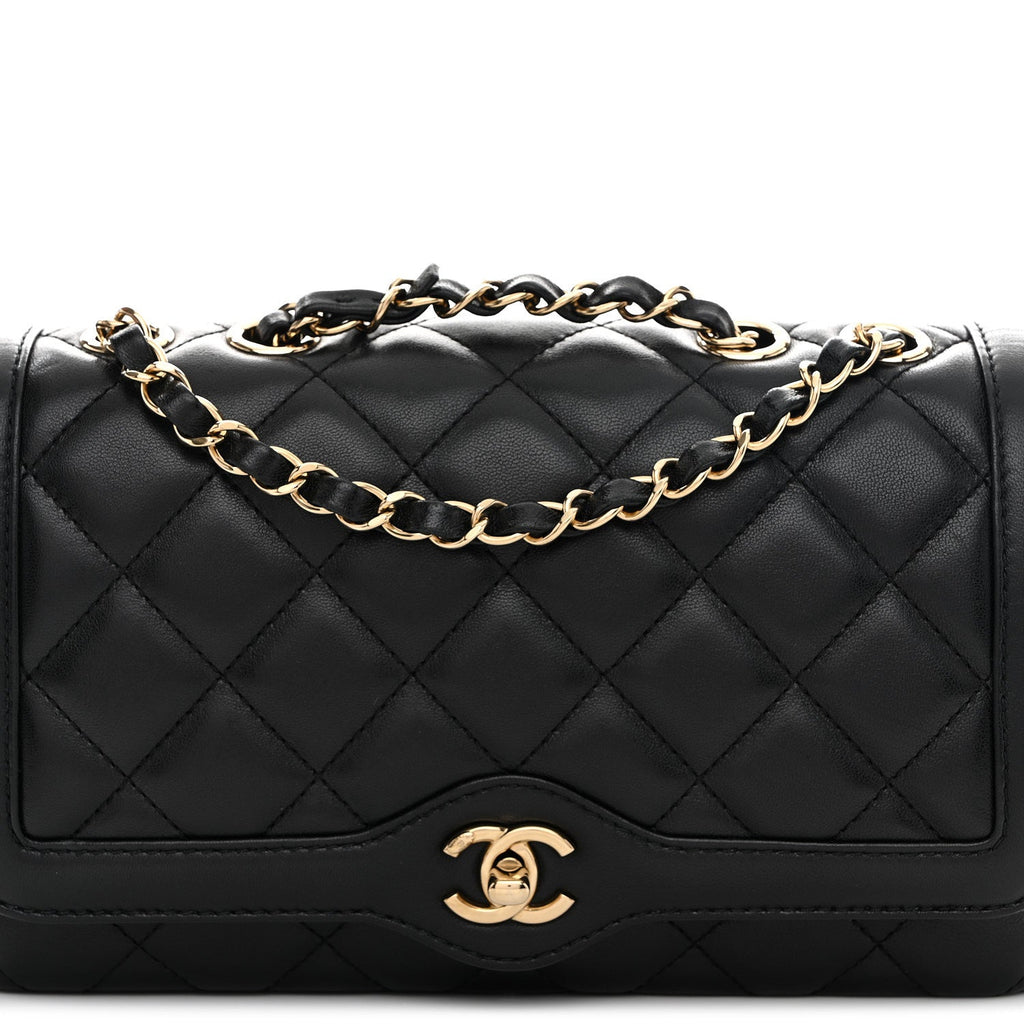 Lambskin Quilted Small Flap Bag Black
