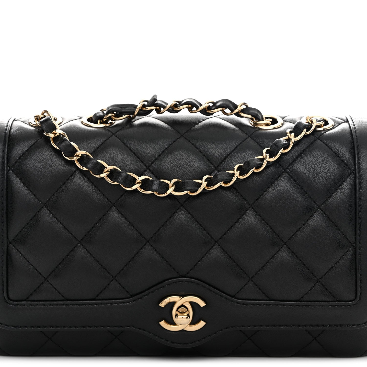 Lambskin Quilted Small Flap Bag Black