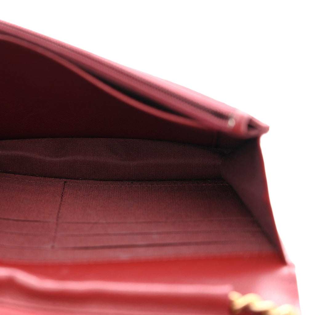 Lambskin Quilted Infinity Wallet On Chain WOC Burgundy