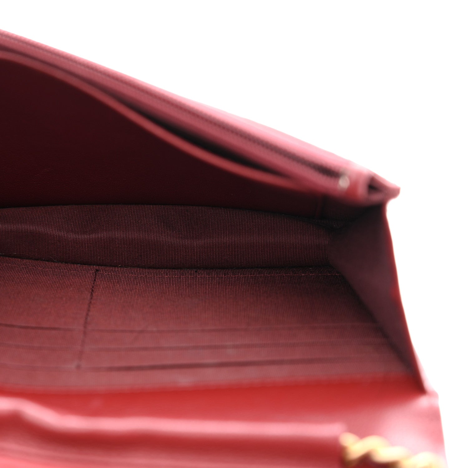 Lambskin Quilted Infinity Wallet On Chain WOC Burgundy