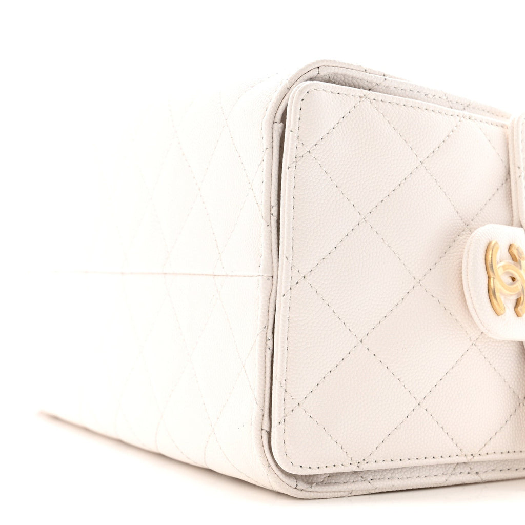 Caviar Quilted Small Chanel 25 Handbag White