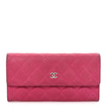 Caviar Quilted Large Gusset Flap Wallet Pink