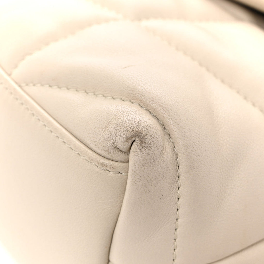 Lambskin Quilted Toy Loulou Puffer Monogram Chain Satchel Crema Soft