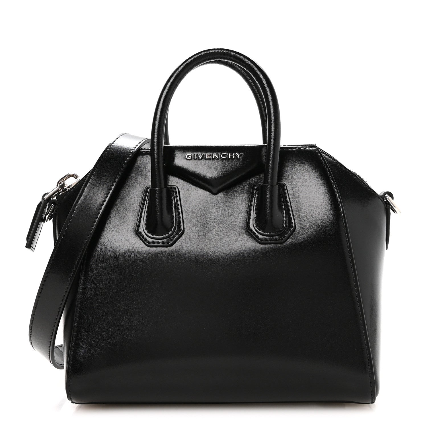 Shiny Lord Calfskin Mini Antigona Black