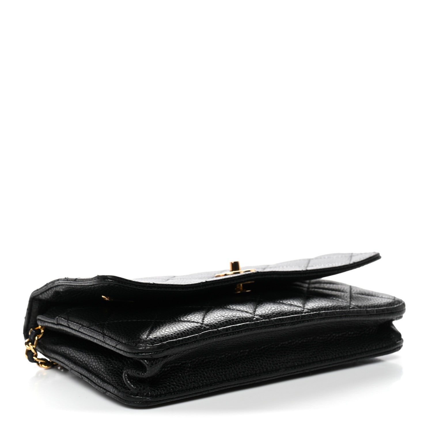 Caviar Quilted CC Turnlock Wallet On Chain WOC Black