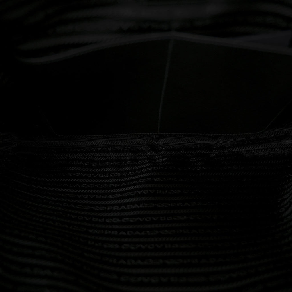 Re-Nylon Saffiano Metal Triangle Logo Briefcase Black
