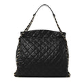 Calfskin Quilted Large Chain Me Hobo Black