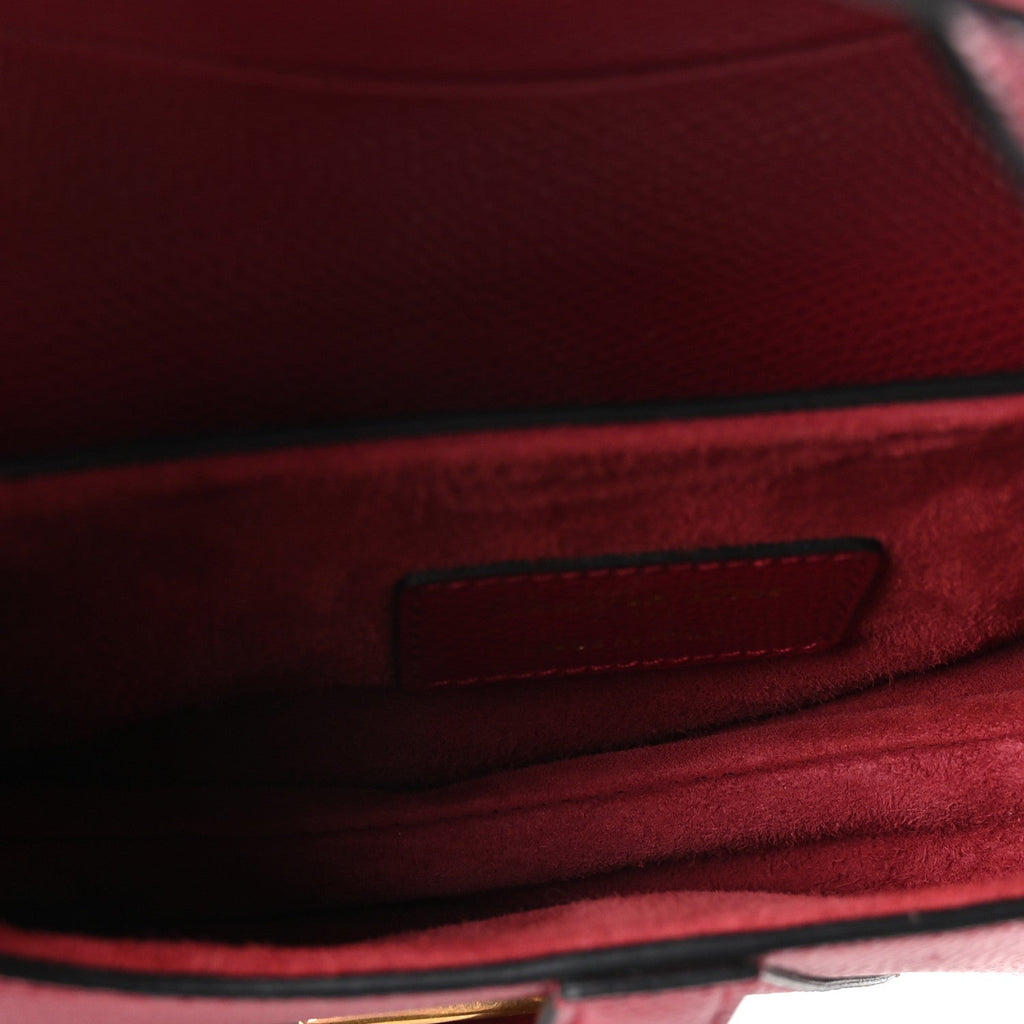 Grained Calfskin Mini Saddle Bag Red
