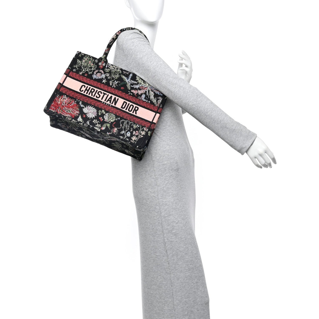 Canvas Embroidered Medium Cabinet De Curiosites Book Tote Black Multicolor