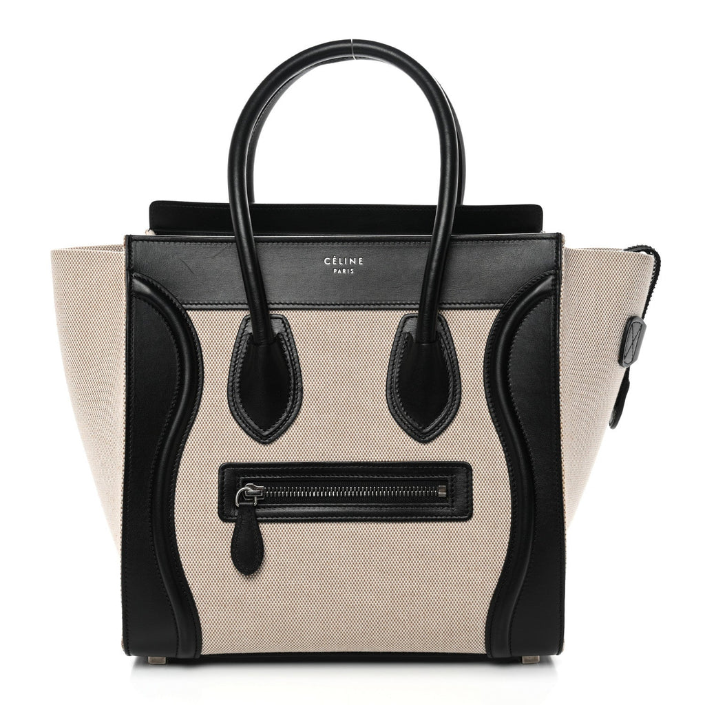 Textile Smooth Calfskin Micro Bi-Color Luggage Natural