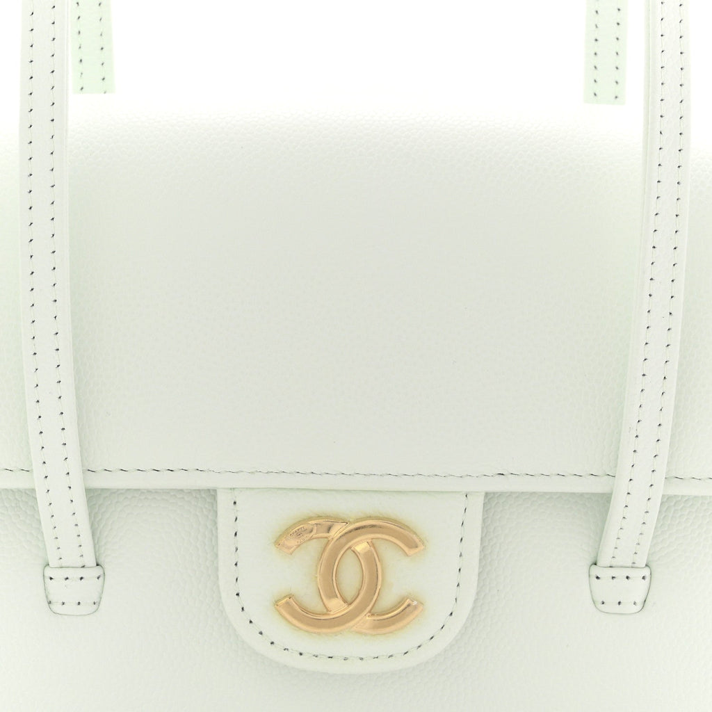 Shiny Caviar Mini Preppy Coco Shoulder Bag Light Blue