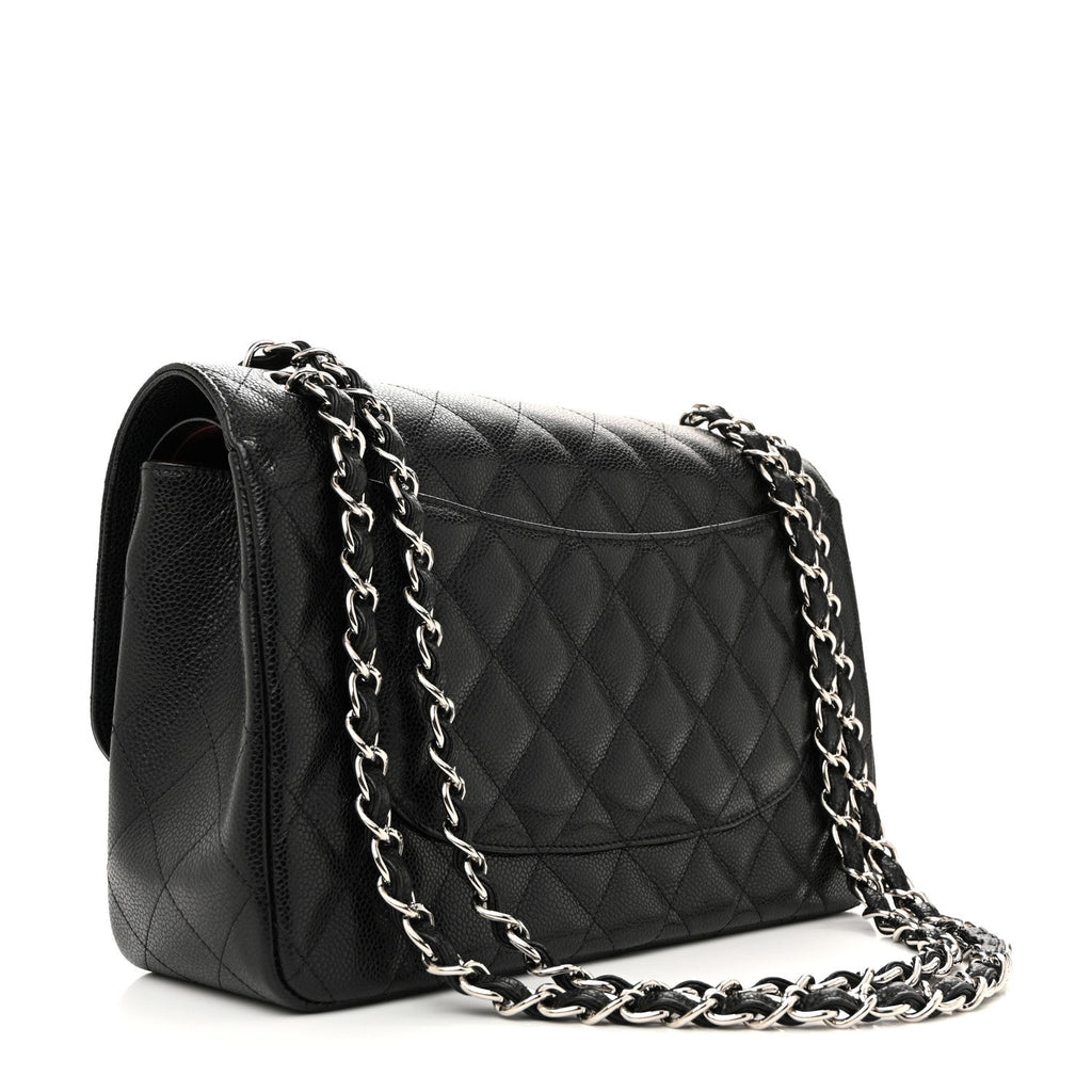 Caviar Quilted Jumbo Double Flap Black