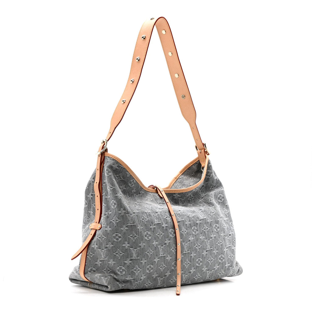 Monogram Denim CarryAll MM Washed Grey