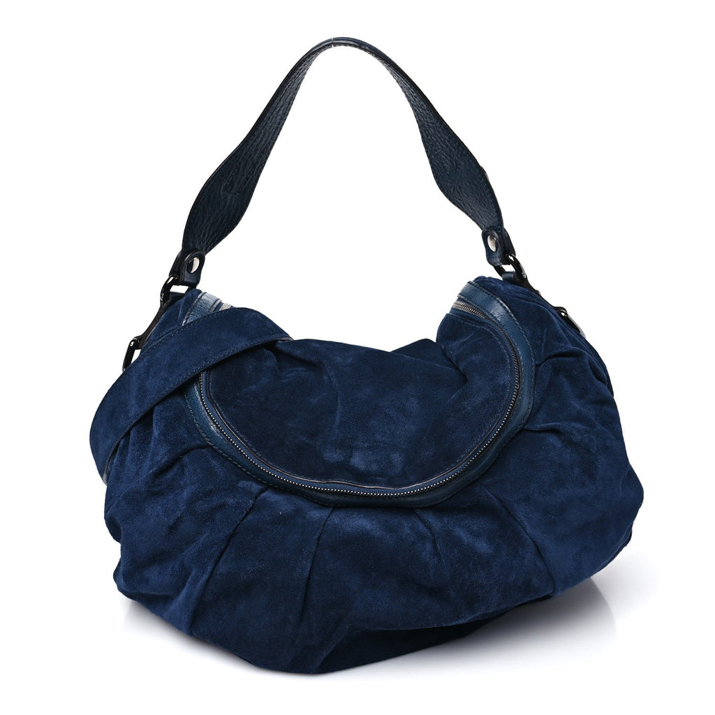 Suede Medium Icon Bit Shoulder Bag Blue