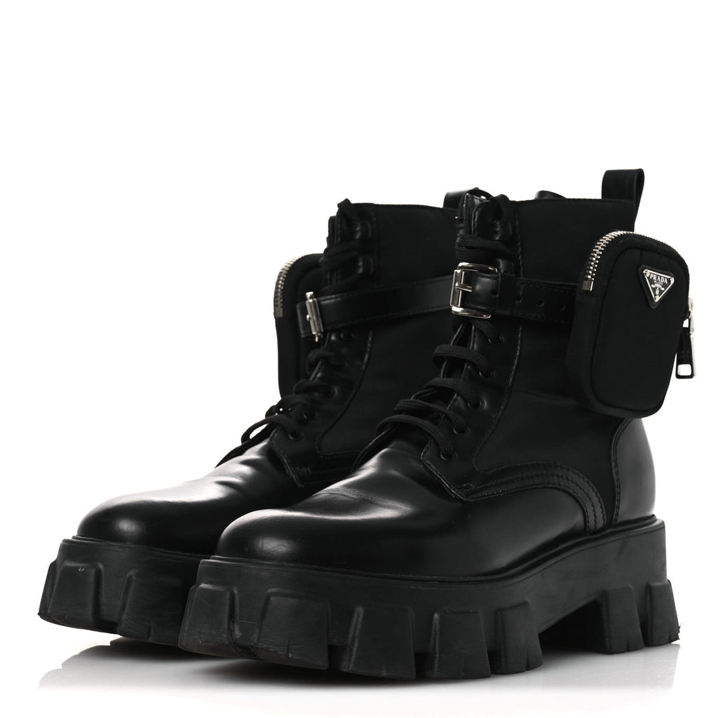 Spazzolato Rois Nylon Metal Triangle Logo Monolith Pouch Pocket 55mm Boots 40.5 Black