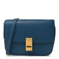 Goatskin Calfskin Medium Classic Box Flap Bag Deepsea