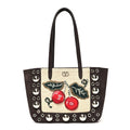 Suede Raffia Woven Studded Embroidered Cherryfic Mini Nellcote Shopping Tote Brown Multicolor