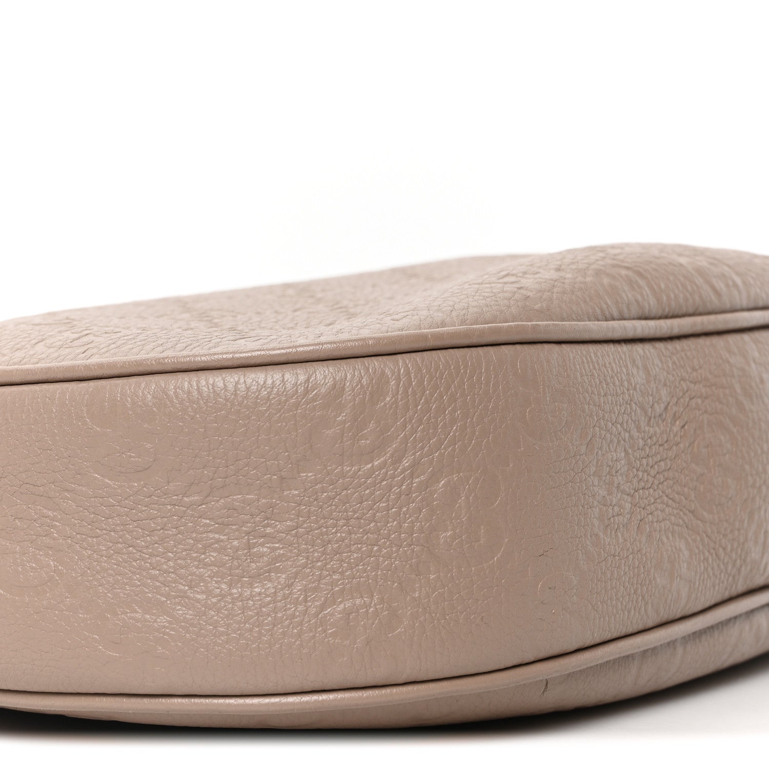 GG Grainy Calfskin Emblem Large Half Moon Shoulder Bag Taupe