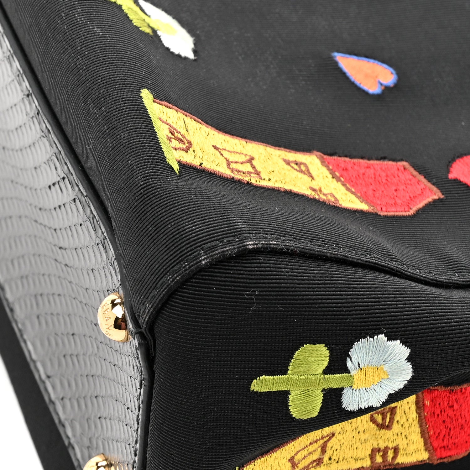 Neoprene Watersnake Embellished Medium Miss Sicily Satchel Black Multicolor