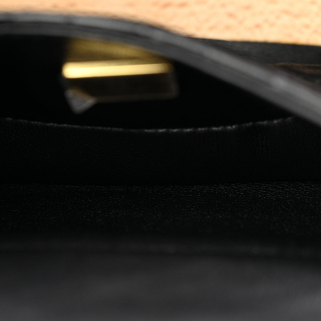 Beech Wood Lambskin Round CC Vanity Case Black