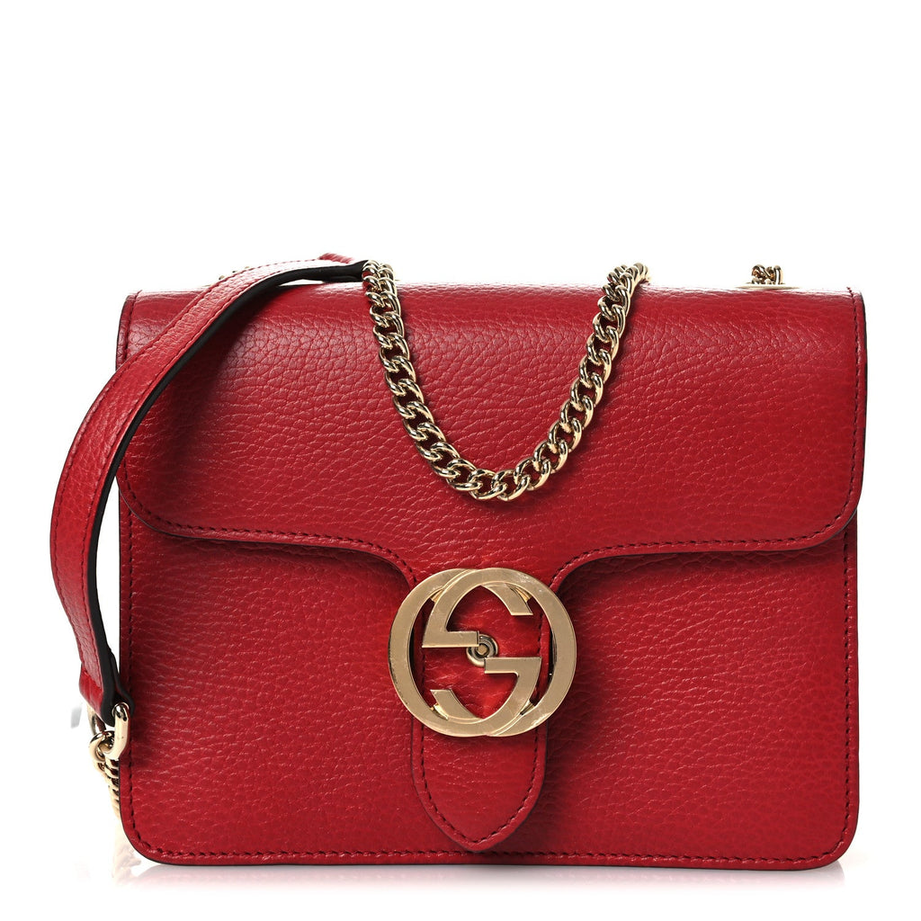 Dollar Calfskin Small Interlocking G Shoulder Bag Red