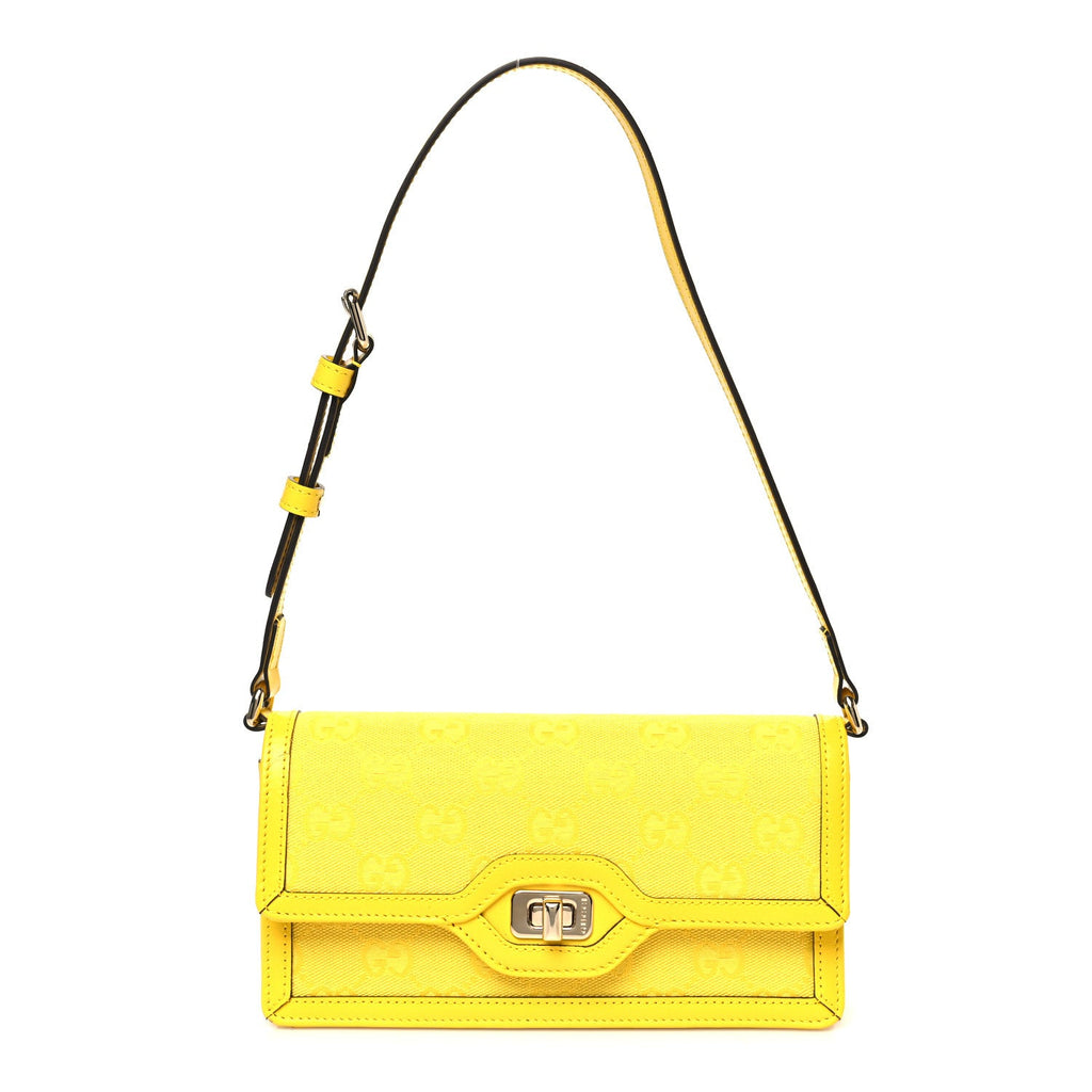 GG Monogram Scratch Lux Calfskin Mini Luce Shoulder Bag Yellow