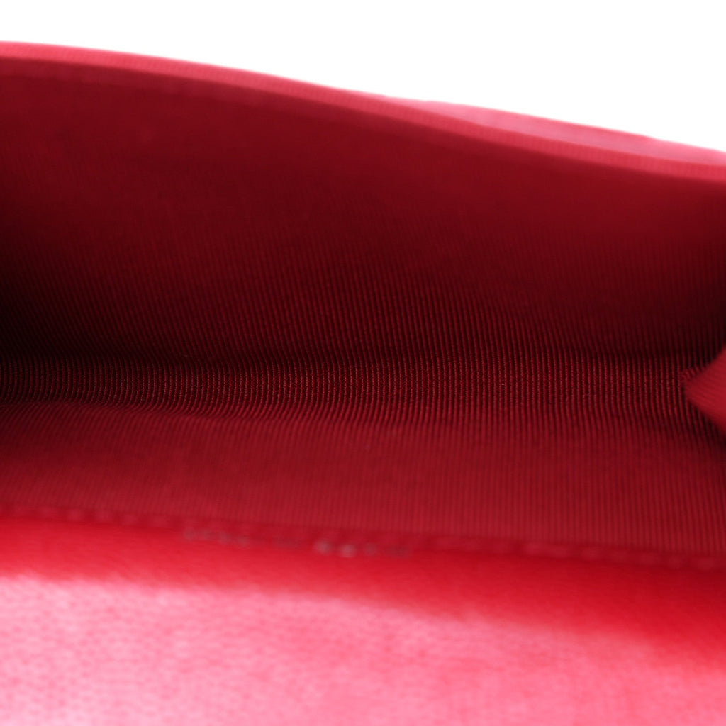 Caviar Quilted Flap  Holder Wallet Red
