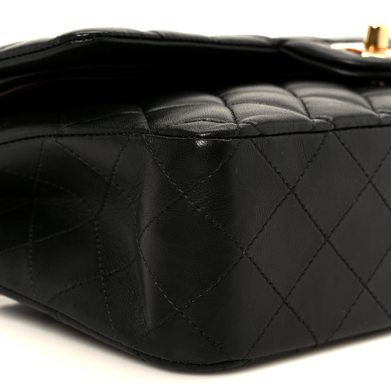 Lambskin Quilted Medium Double Flap Black