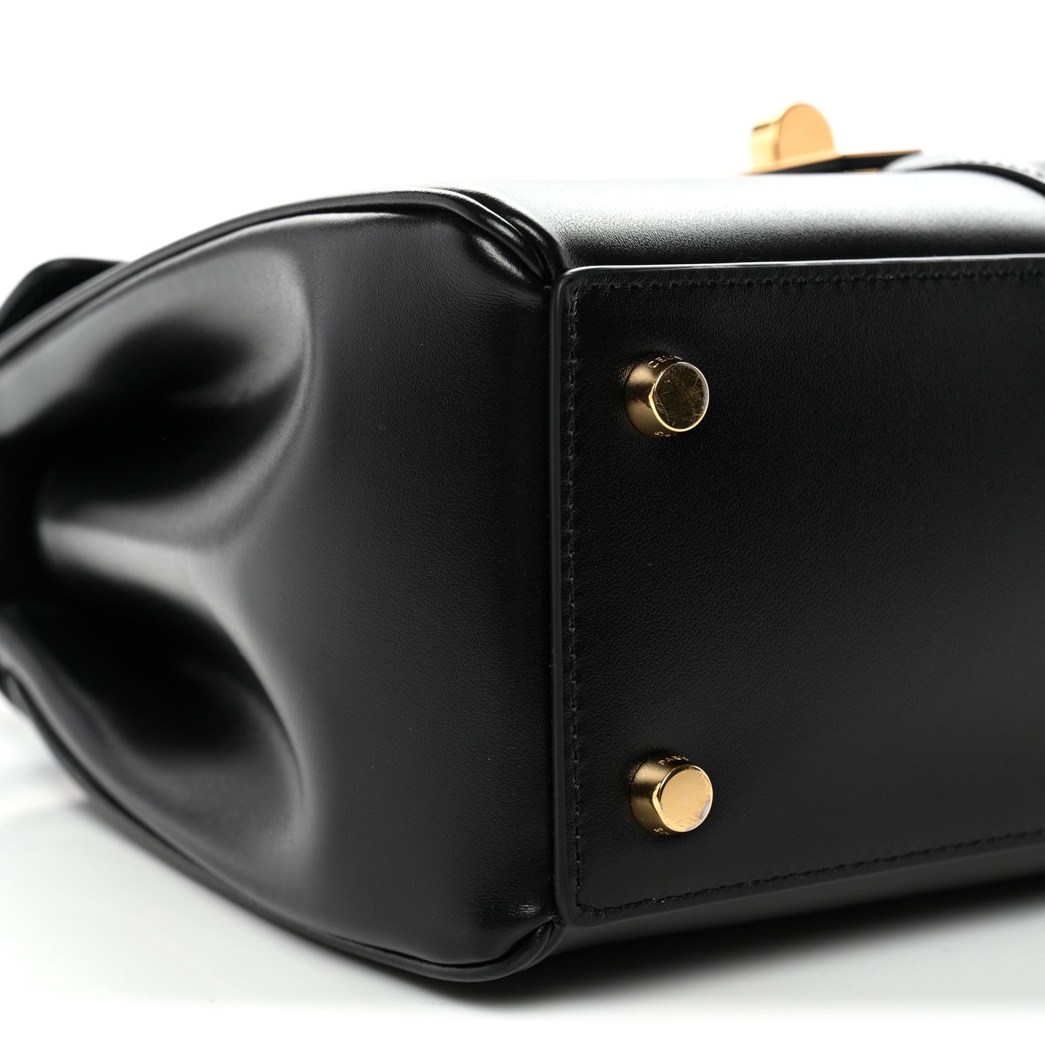 Satinated Calfskin Small 16 Top Handle Bag Black