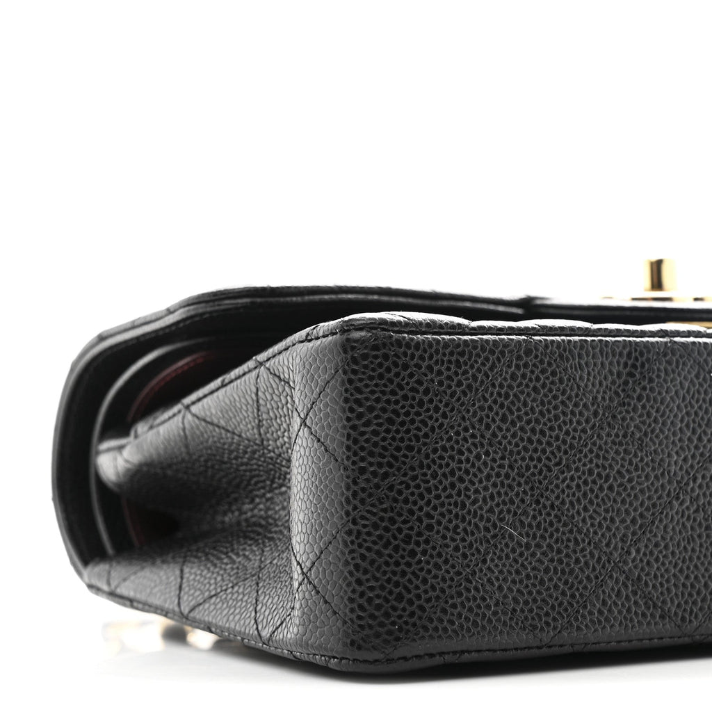 Caviar Quilted Small Double Flap Black