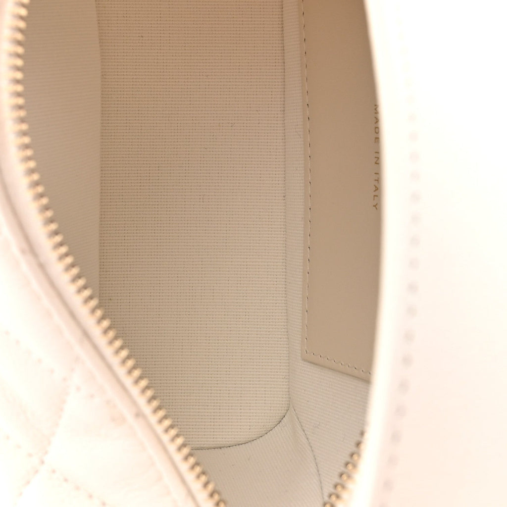 Caviar Quilted Hobo Clutch With Chain White