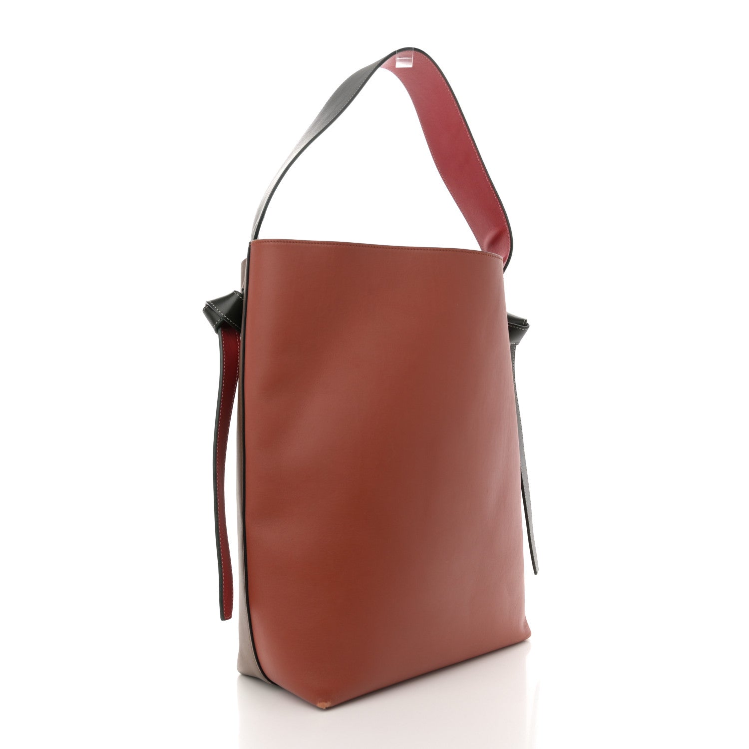 Shiny Smooth Calfskin Small Twisted Cabas Camel Brick
