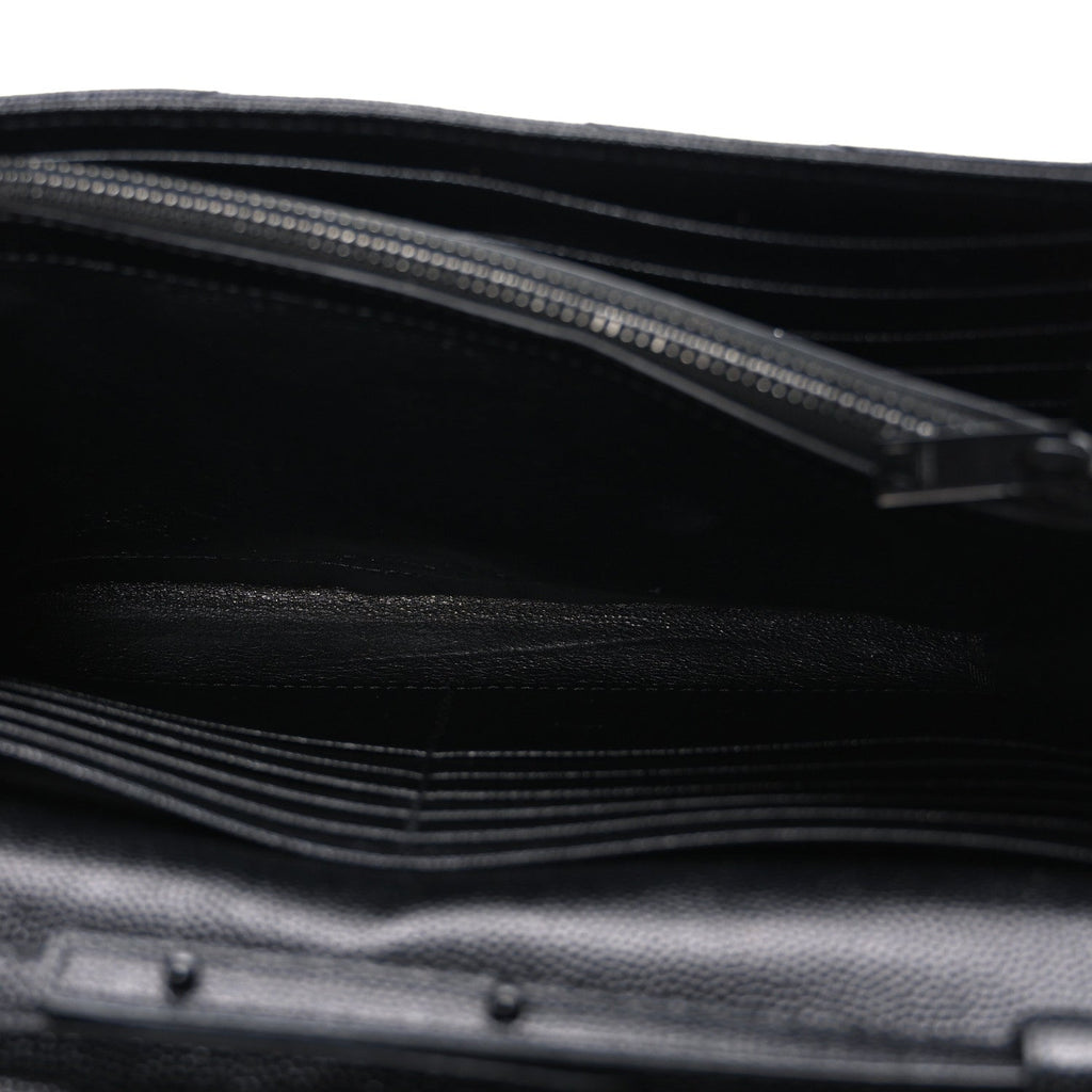 Grain De Poudre Matelasse Chevron Monogram Monochrome Chain Wallet Black