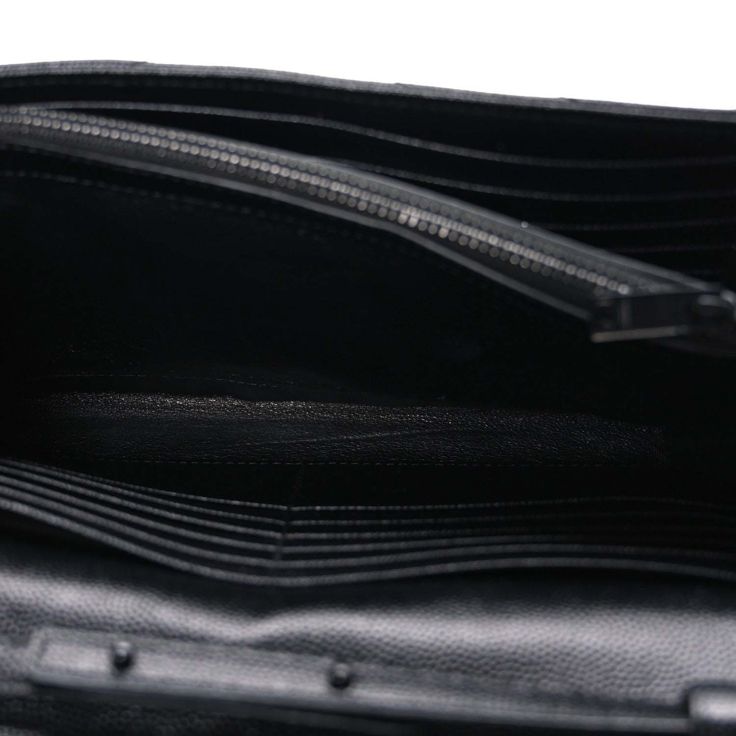 Grain De Poudre Matelasse Chevron Monogram Monochrome Chain Wallet Black