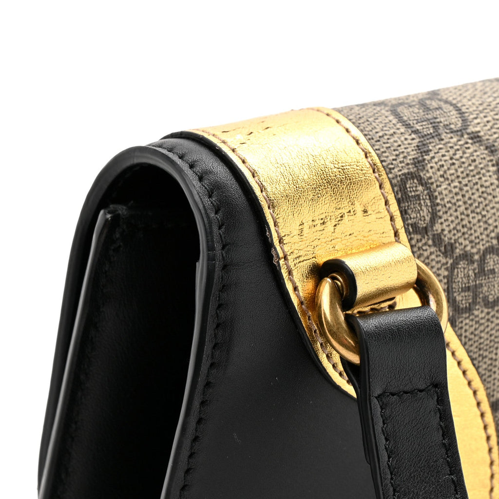 GG Supreme Monogram Small Osiride Shoulder Bag Black Gold